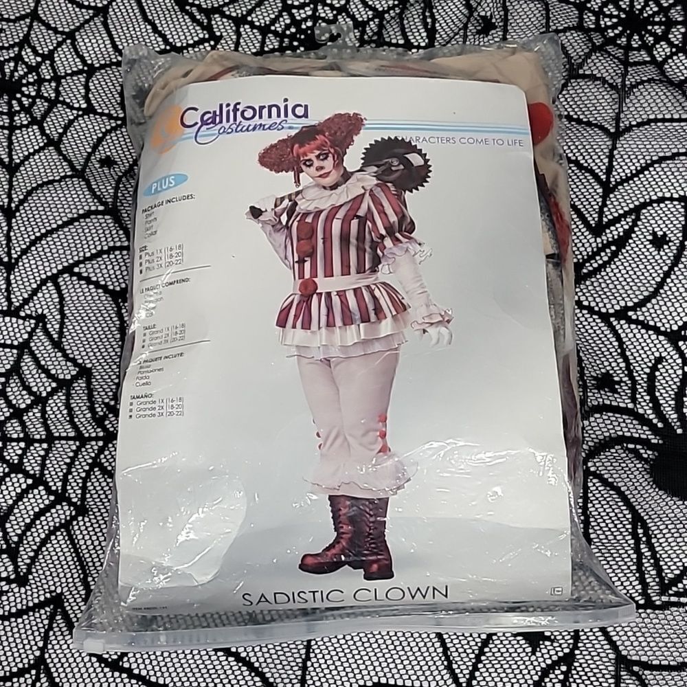 Sadistic Clown Halloween Horror Costume Women's Size XXL